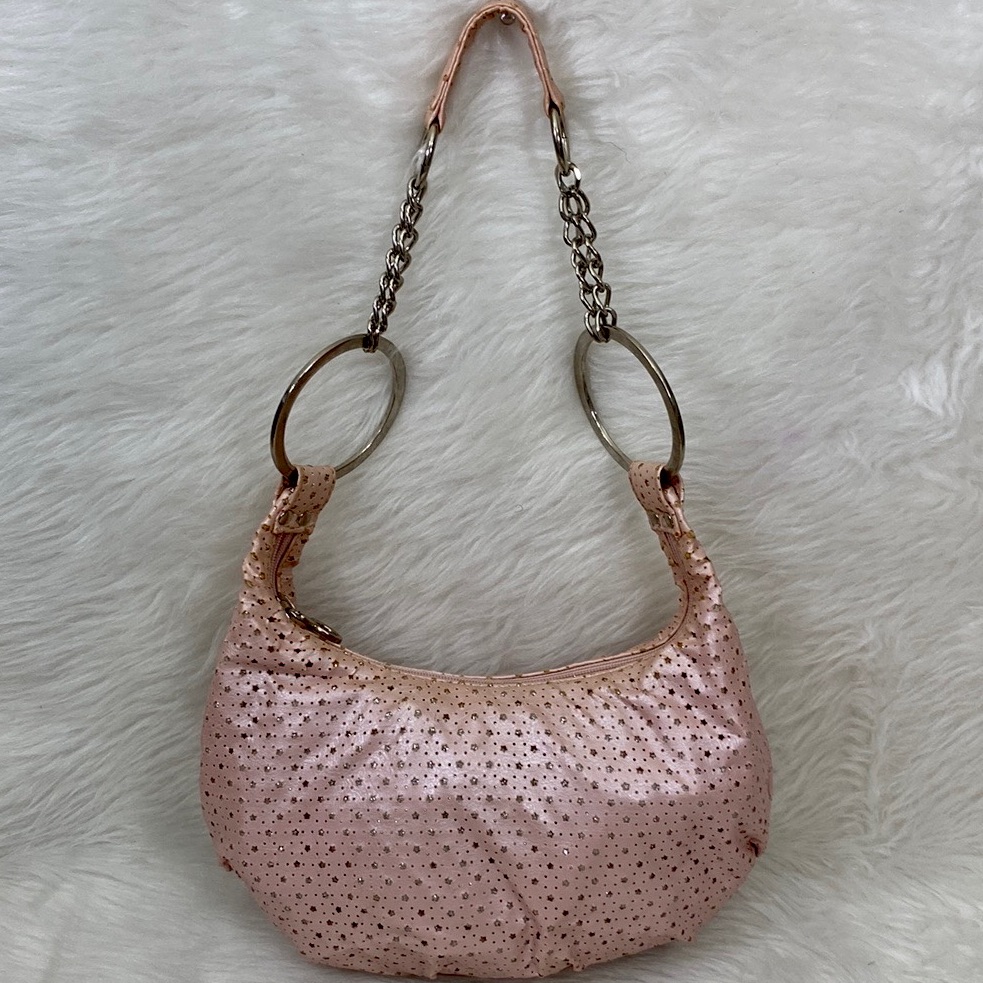 No Brand Pink Silver Stars Mini Hobo Fashion Handbag